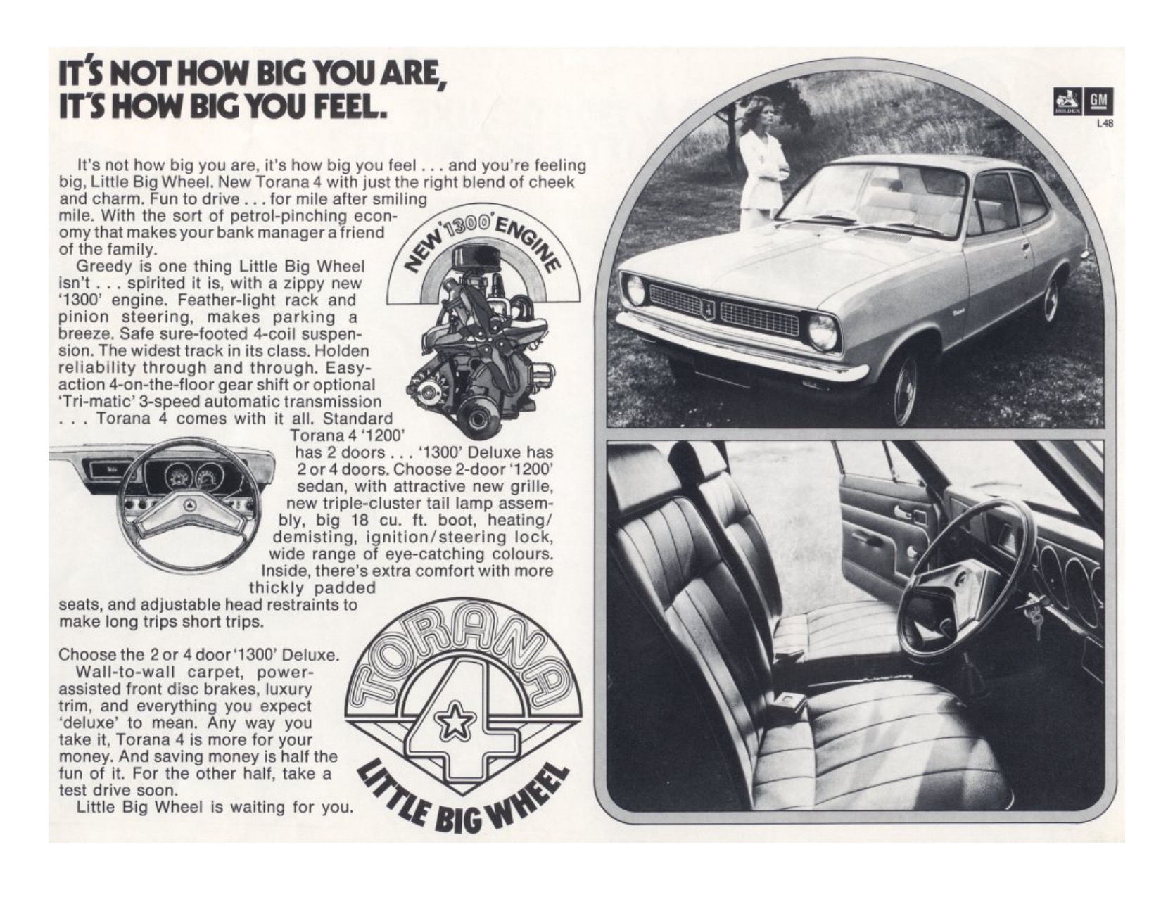 1972 Holden Torana LJ 1300 DeLuxe Brochure Page 1